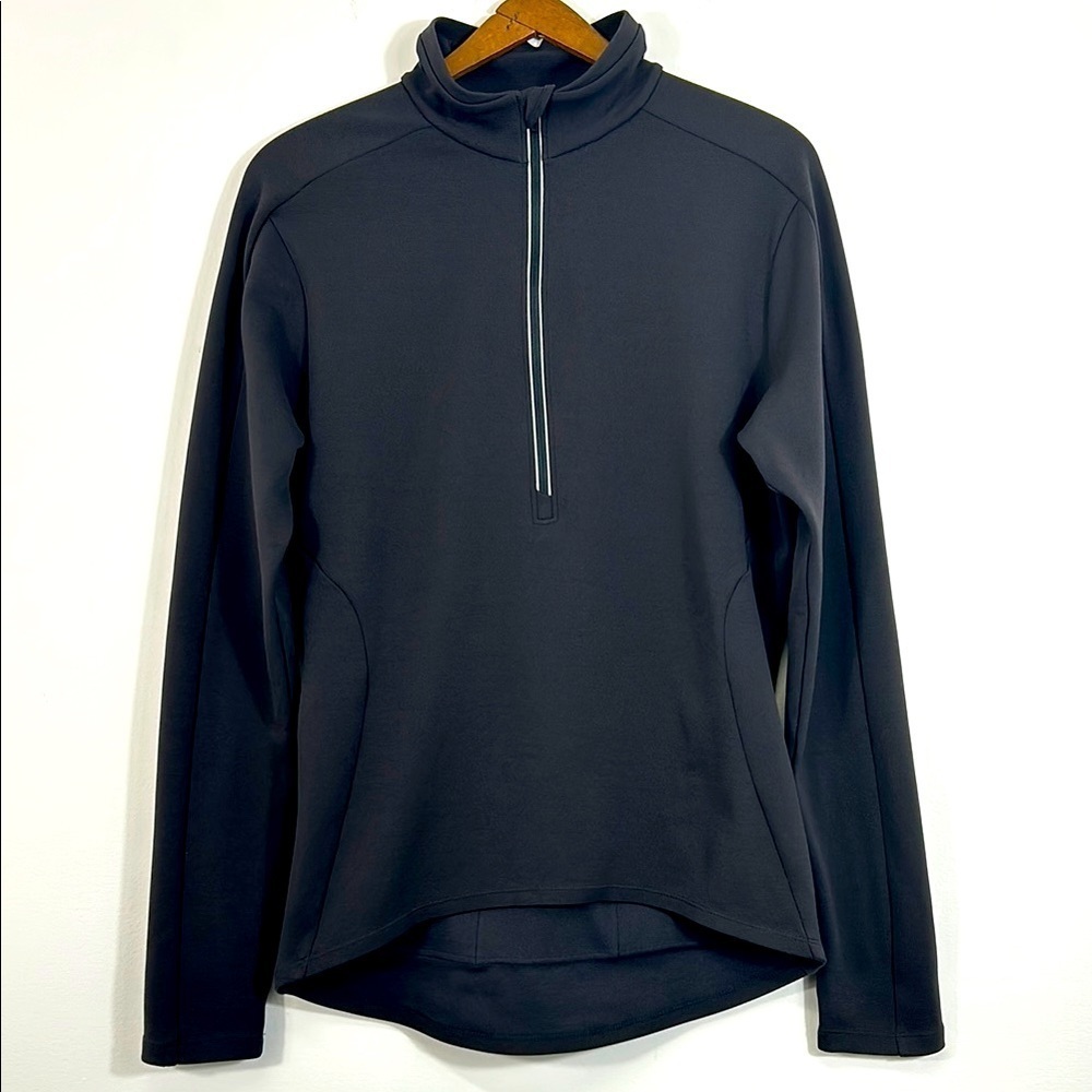 MEC Running Shirt Run Men's Medium Pockets Quarter Zip Exercise Black